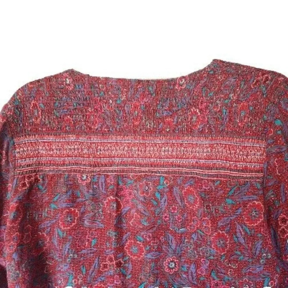 New Veronica Beard Cropped Jaquard Top Size Large Red Sarah Tie-Front Printed - Picture 12 of 12